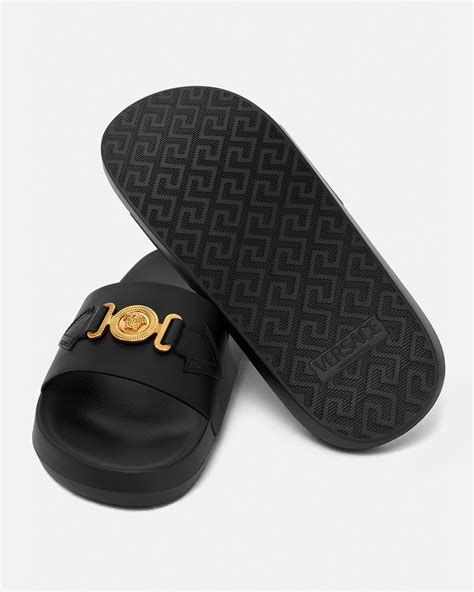 versace slides black gold|Versace slides cheap.